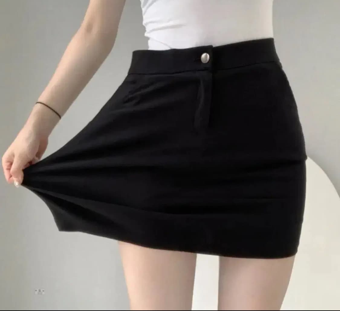 블랙 스판 미니 스커트 상품이미지2