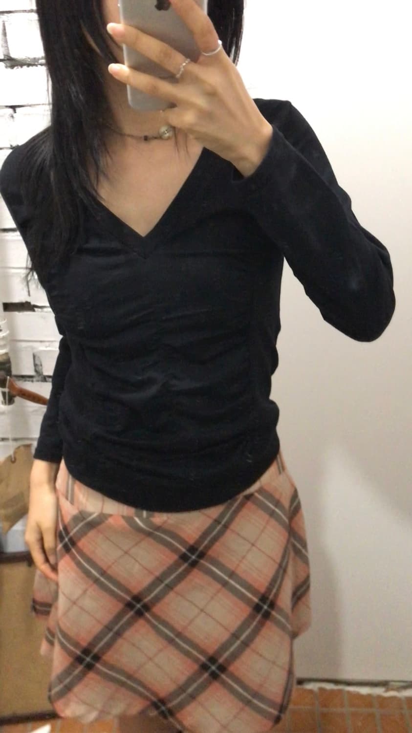 핑크 체크스커트 상품이미지1