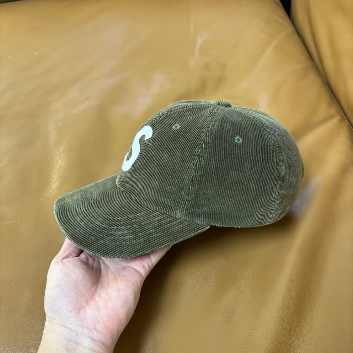 슈프림 S로고 6패널 볼캡 모자 코듀로이 올리브 카키 상품이미지4