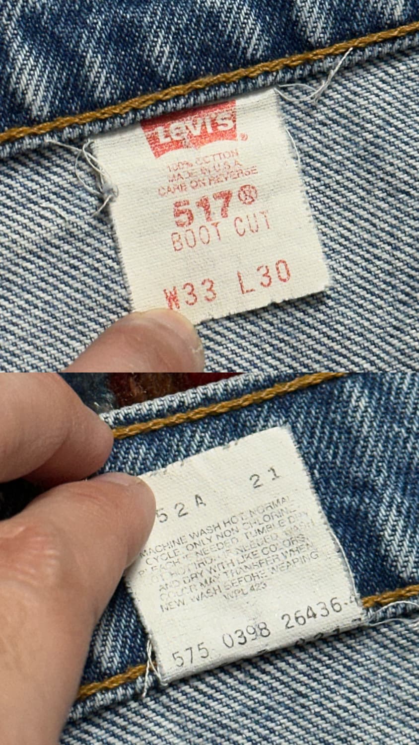 90's USA Made 리바이스 517 부츠컷 연청 상품이미지9