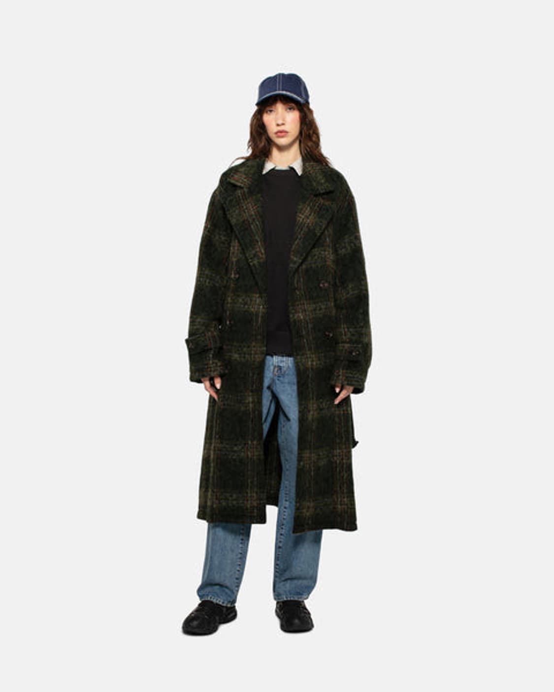 [L] 스투시 모헤어 체크 코트 새상품 상품이미지1