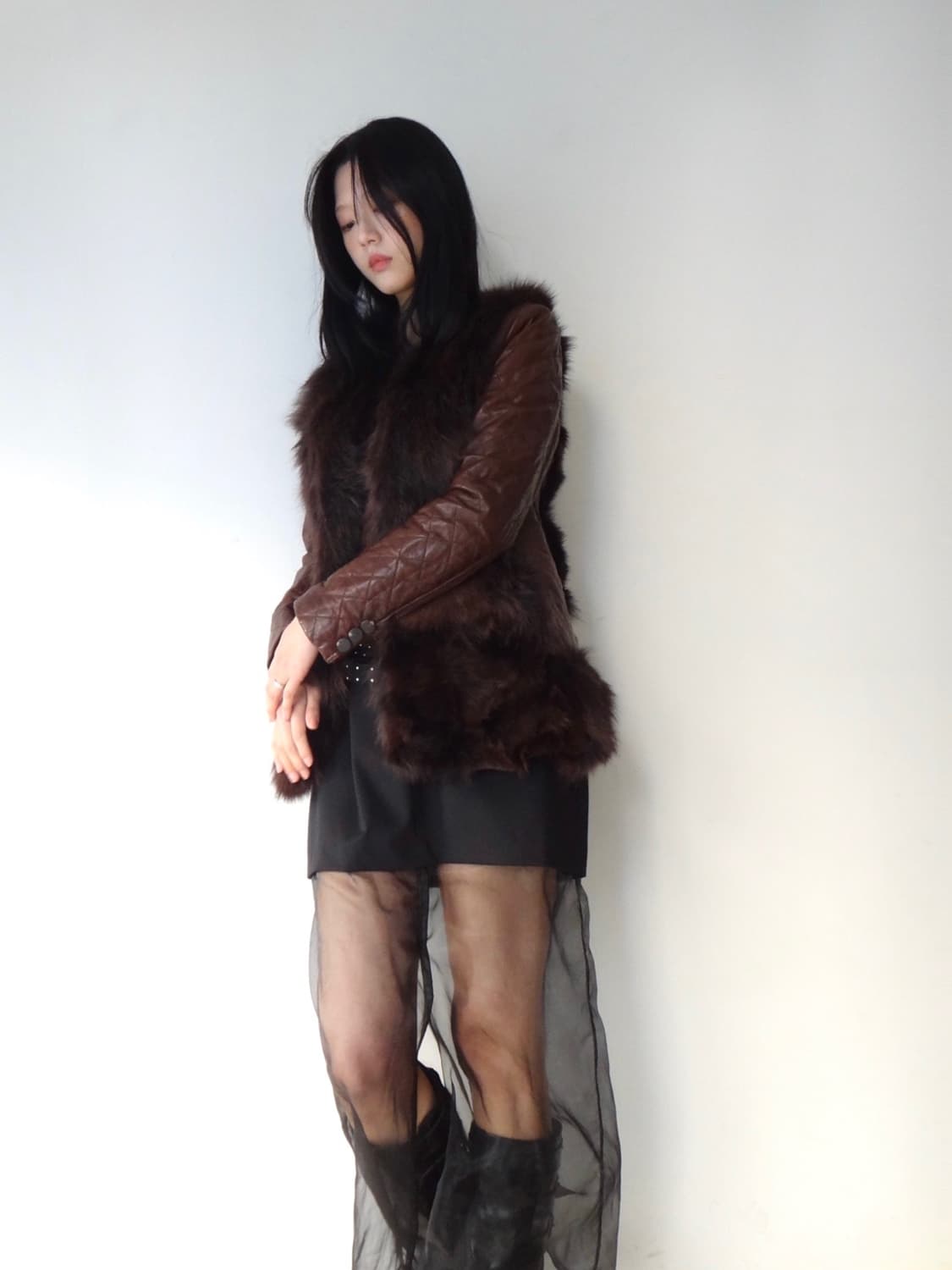Dual cashmere fur leather jacket  상품이미지2