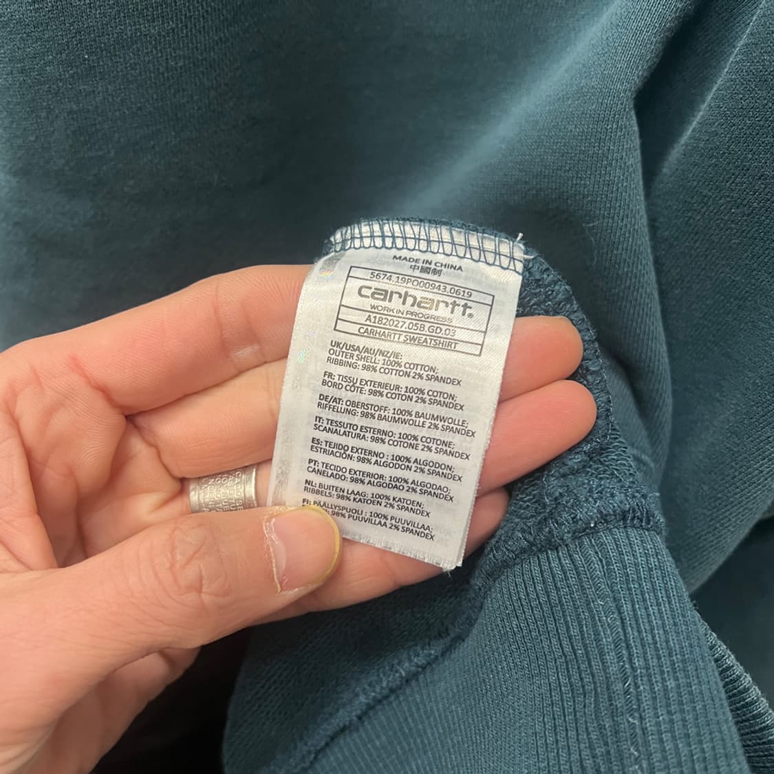 칼하트 WIP 자수 스웻 맨투맨 L 상품이미지4