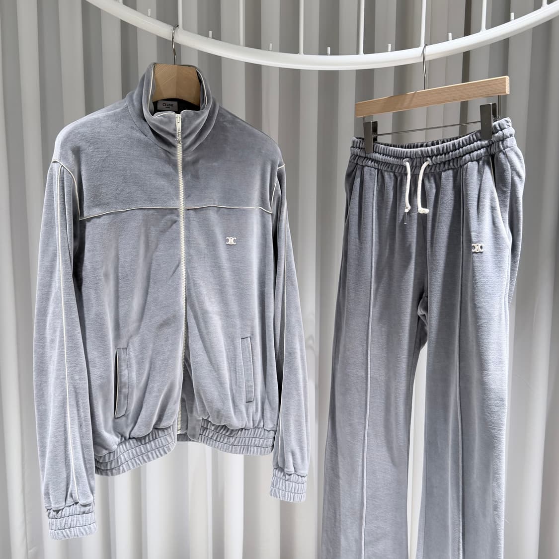 (A+/L,XS) / 셀린느 트리오페 벨벳 트랙수트 트레이닝 셋업 그레이 상품이미지1