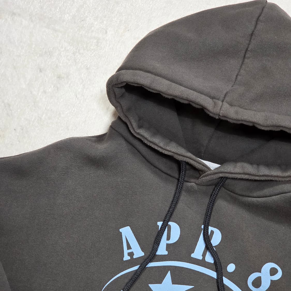 차콜 블루 스타 별 로고 약기모 후드티 상품이미지2