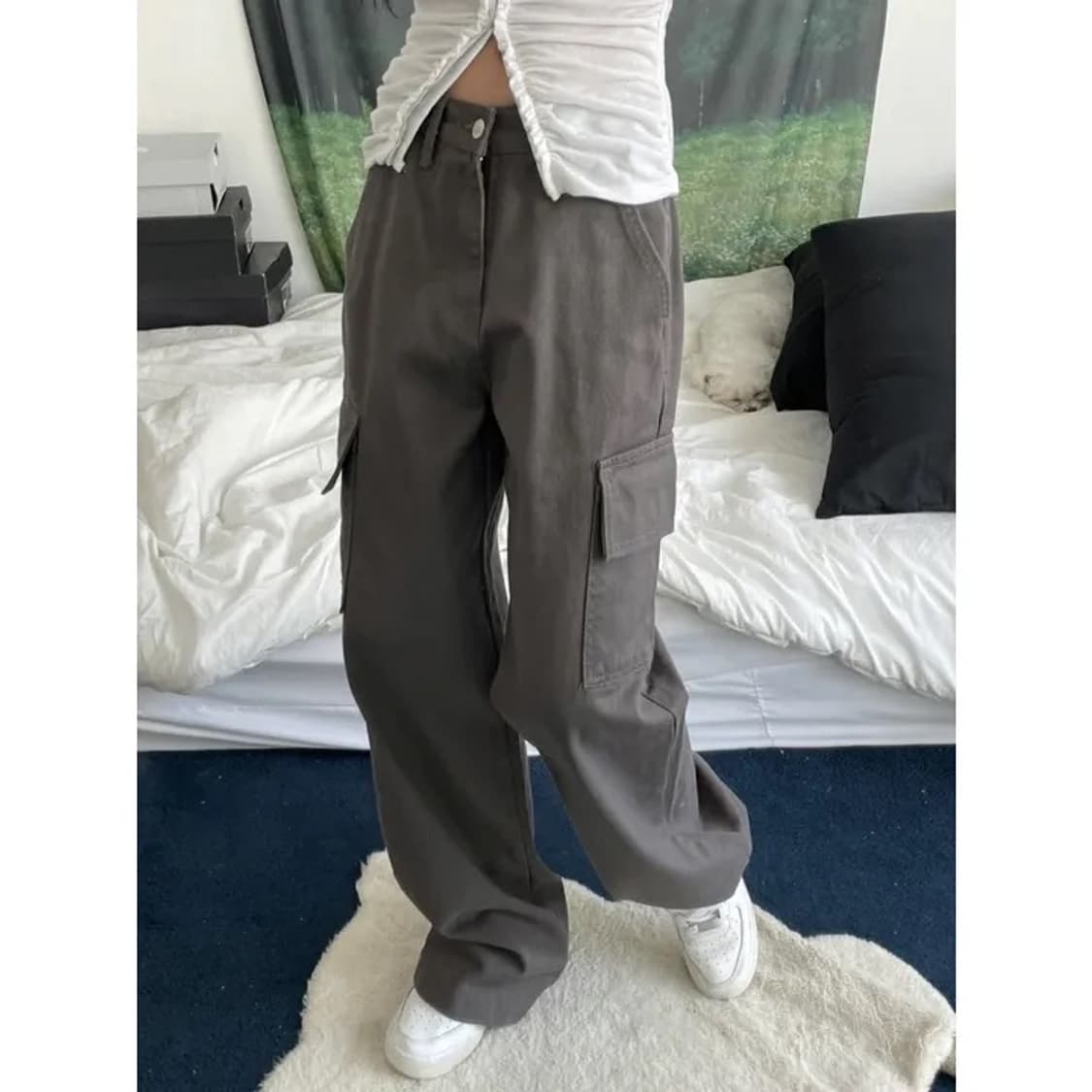 키미스 카키그레이 와이드 카고 팬츠 m 상품이미지2