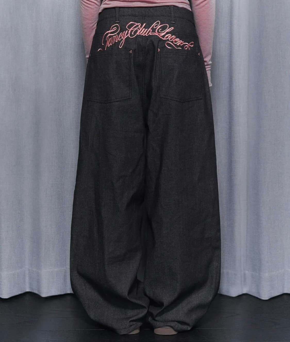 팬시클럽 프론트 핀턱 와이드 데님 팬츠 상품이미지1