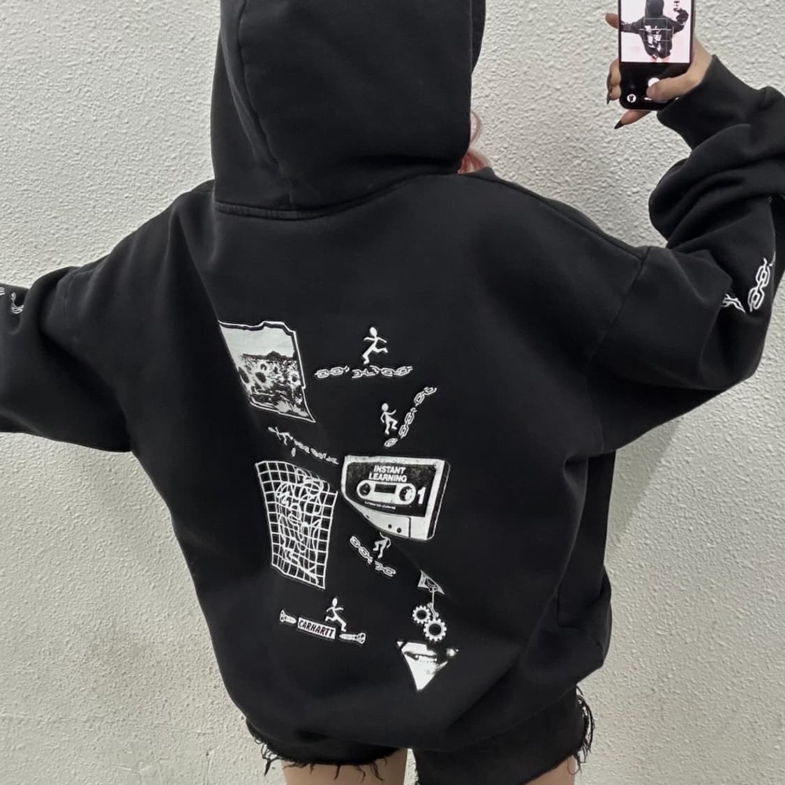 칼하트 체인 프린팅 블랙 후드 XL 상품이미지1