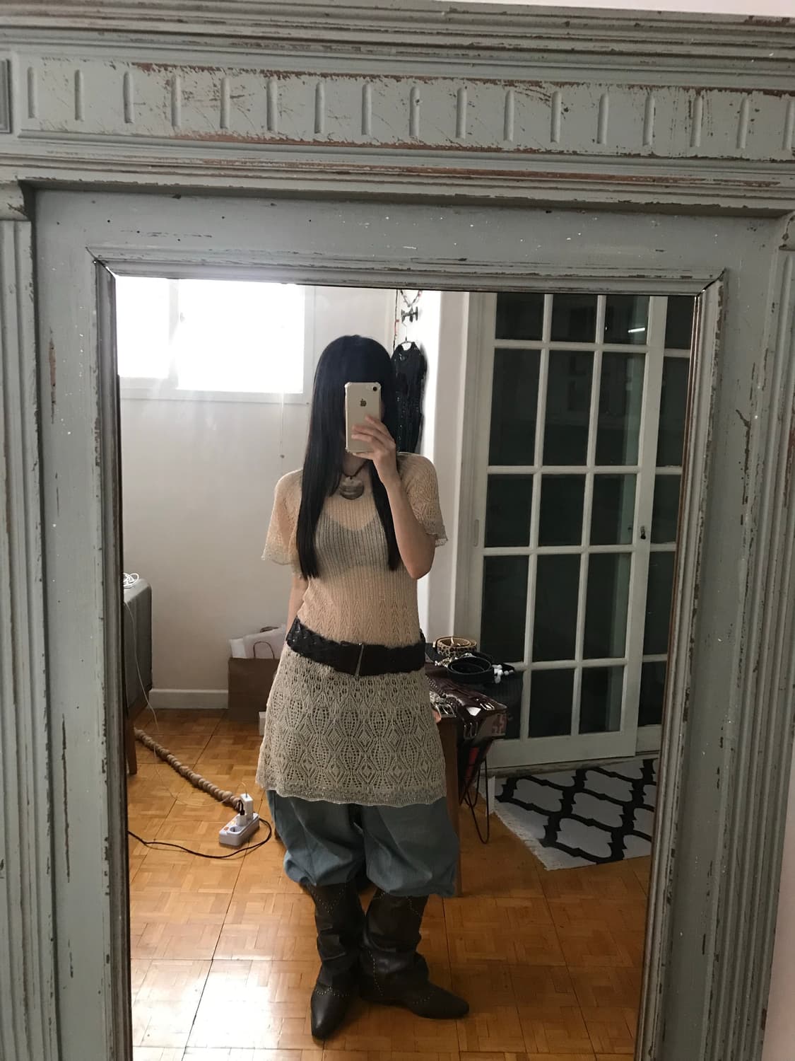vintage see-through pearl knit 상품이미지2