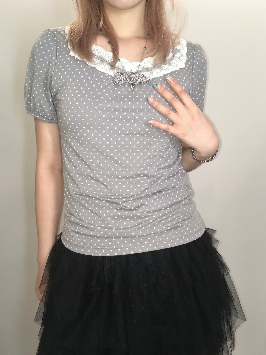 axes femme dot lace puff t shirt 상품이미지5