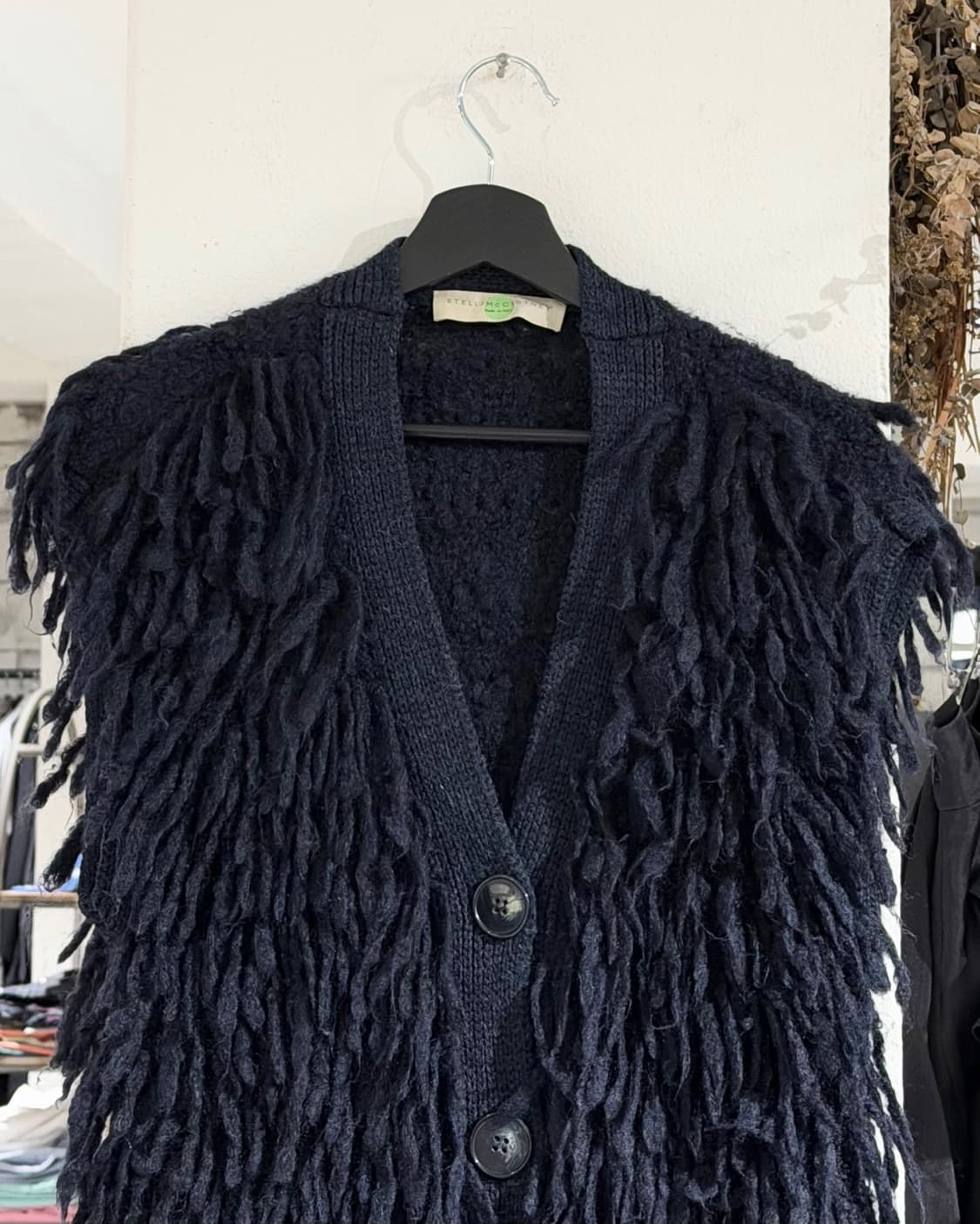 스텔라 매카트니 네이비 울 알파카 프린지 슬리브리스 가디건 상품이미지4