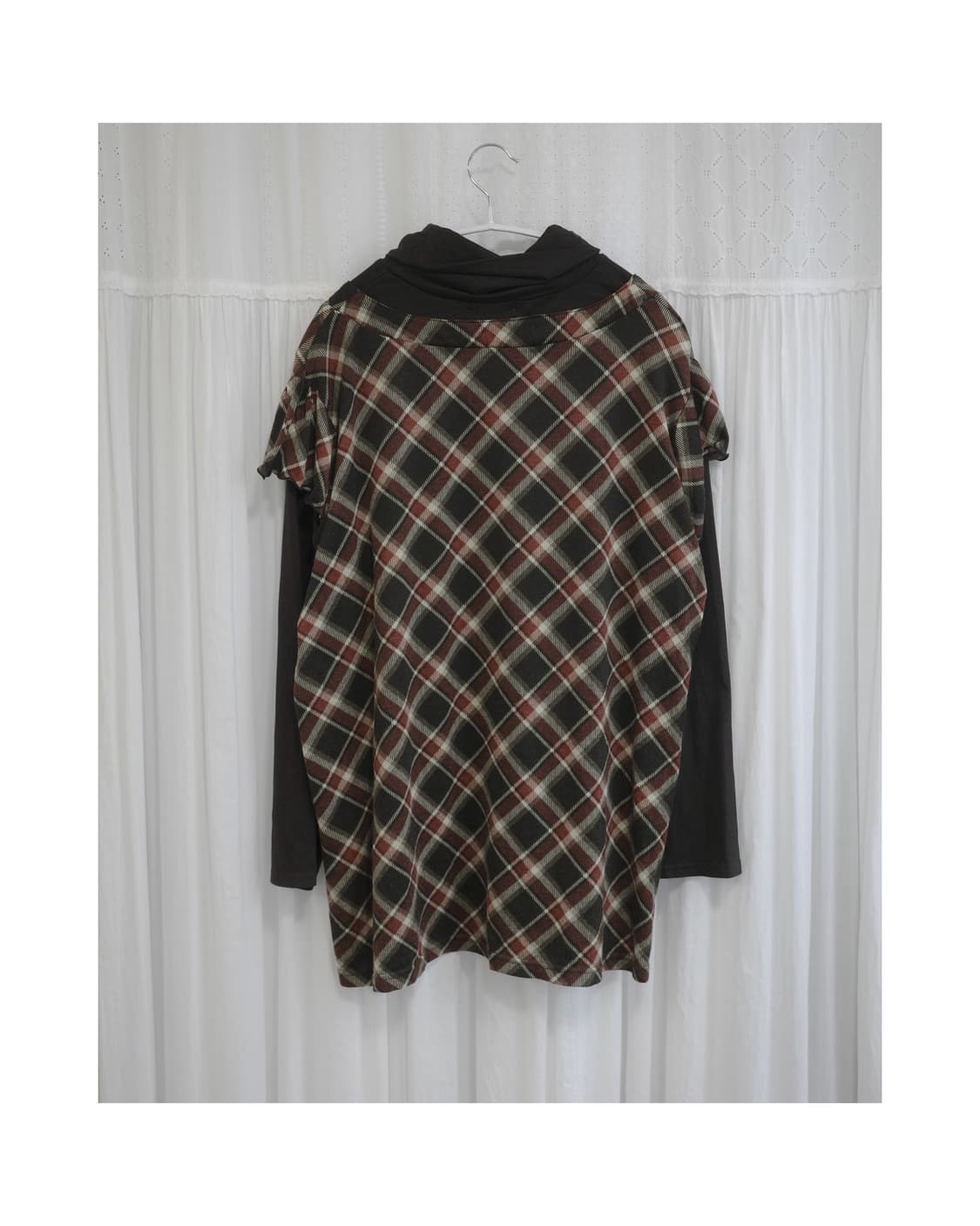 Layered Brown Check Tunic 상품이미지4
