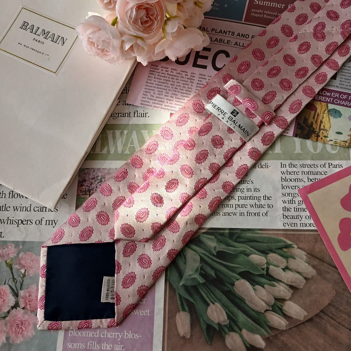 발망 실크 핑크 패턴 넥타이 9.7cm A등급 A19448
 상품이미지6