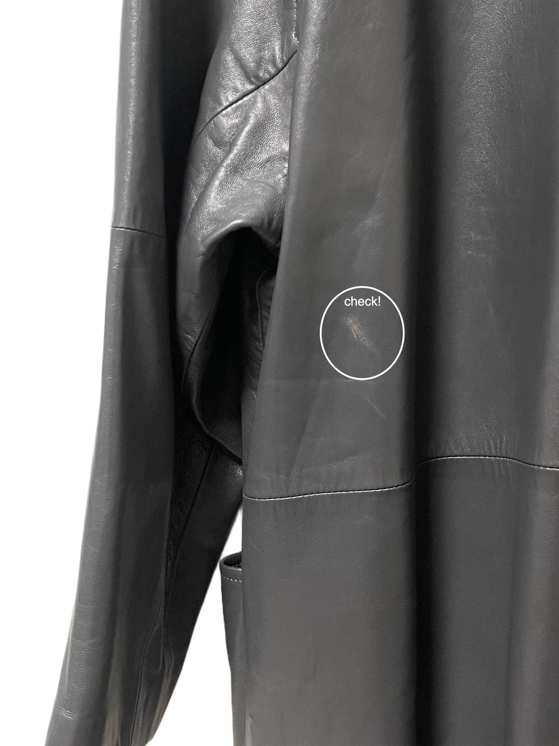 Oiled Charcoal Lambskin Leather Coat 상품이미지9