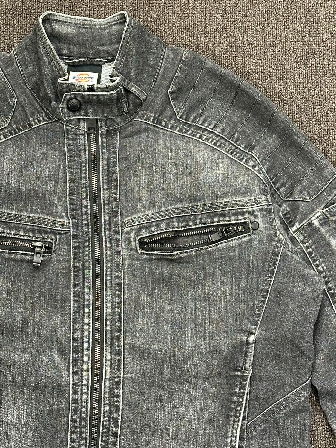 OS)디키즈 빈티지 흑청 데님 바이커 자켓 상품이미지2