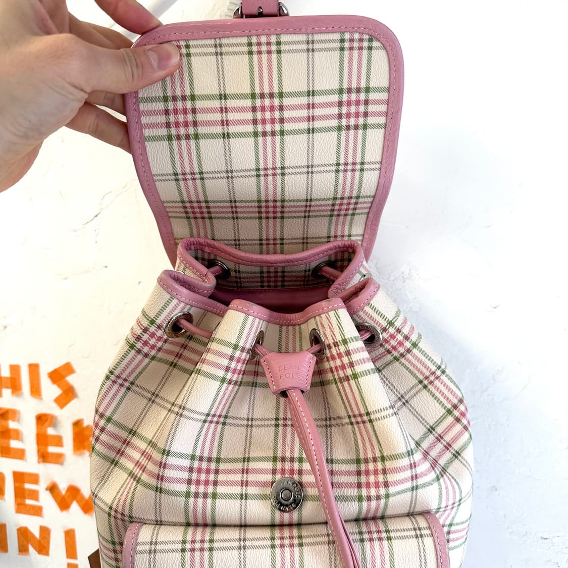 빈폴 리얼레더 트림 체크 백팩 상품이미지3