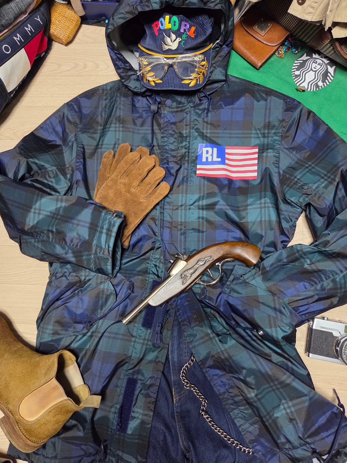 (새상품)POLO SPORT 체크 코트 코치 자켓 점퍼 성조기 상품이미지5