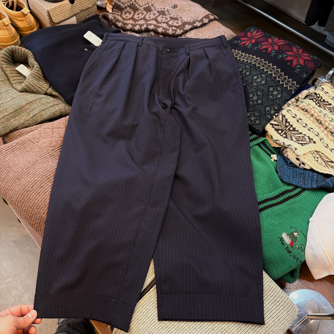 빔즈 SSZ BEAMS SSZ 세로 스트라이프 스트링 카브라 슬랙스 팬츠 상품이미지3