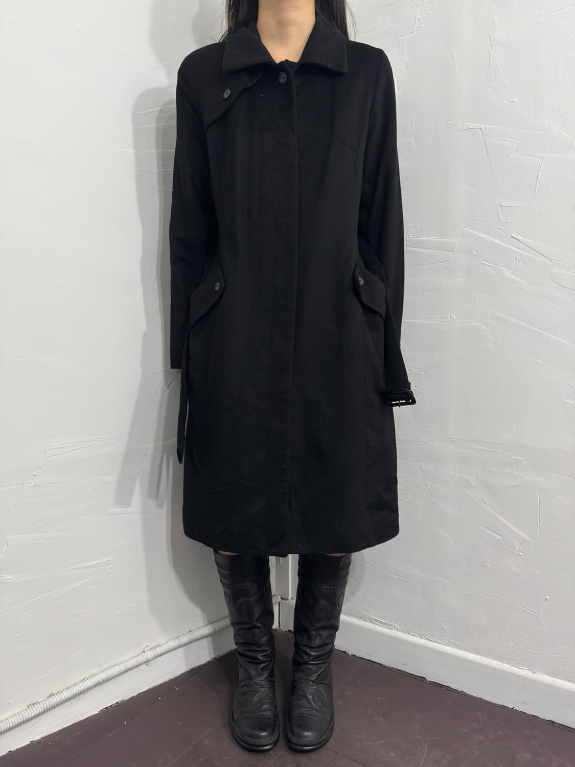 chrome belt cashmere long coat 상품이미지1