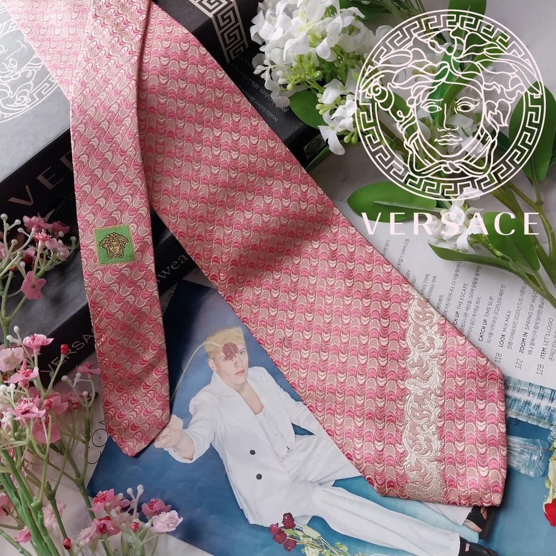 베르사체 실크 자카드 패턴 넥타이 9cm A~A+등급 K2101 상품이미지5