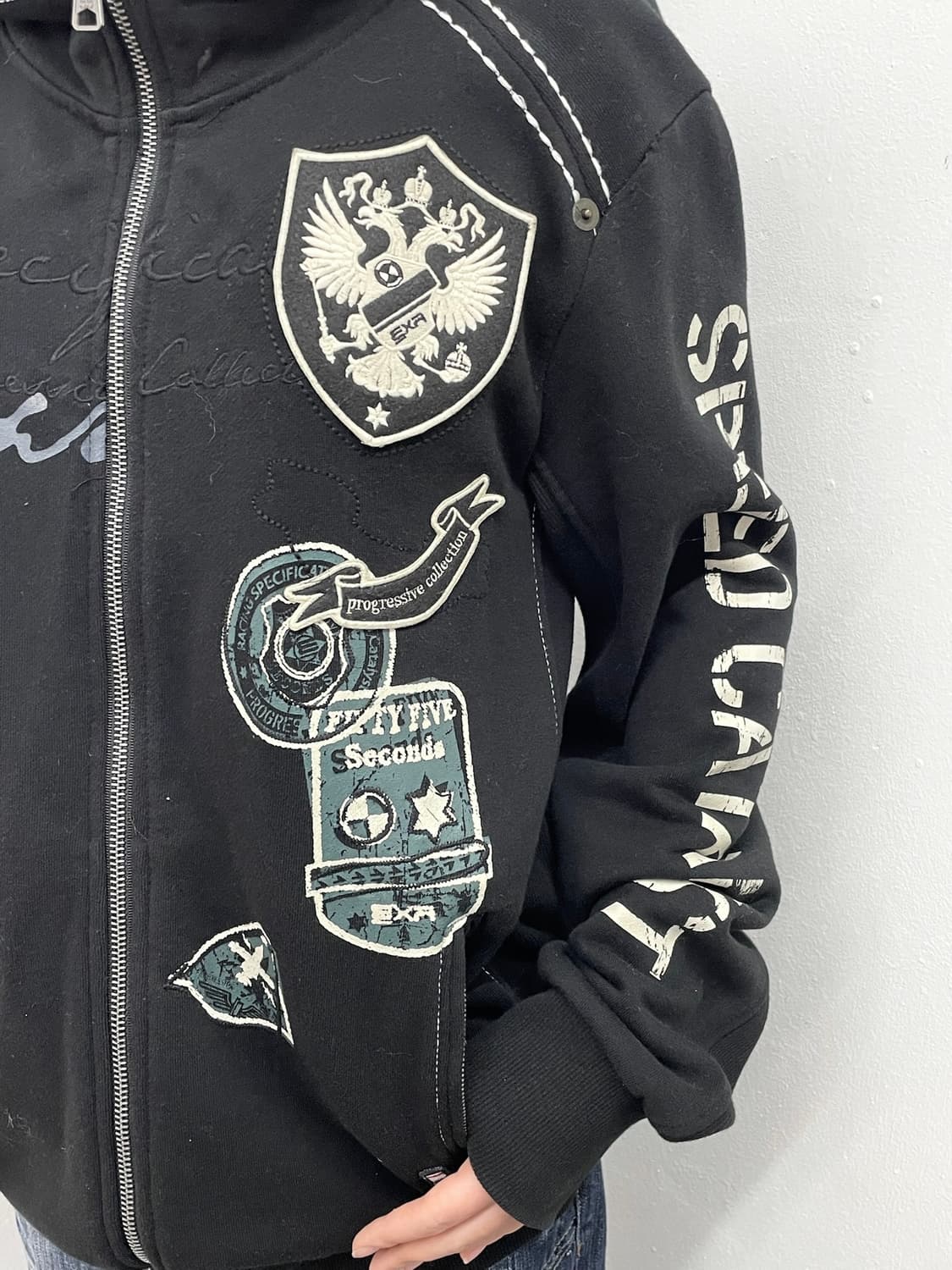 exr 패치 자수 스티치 후드집업 상품이미지7