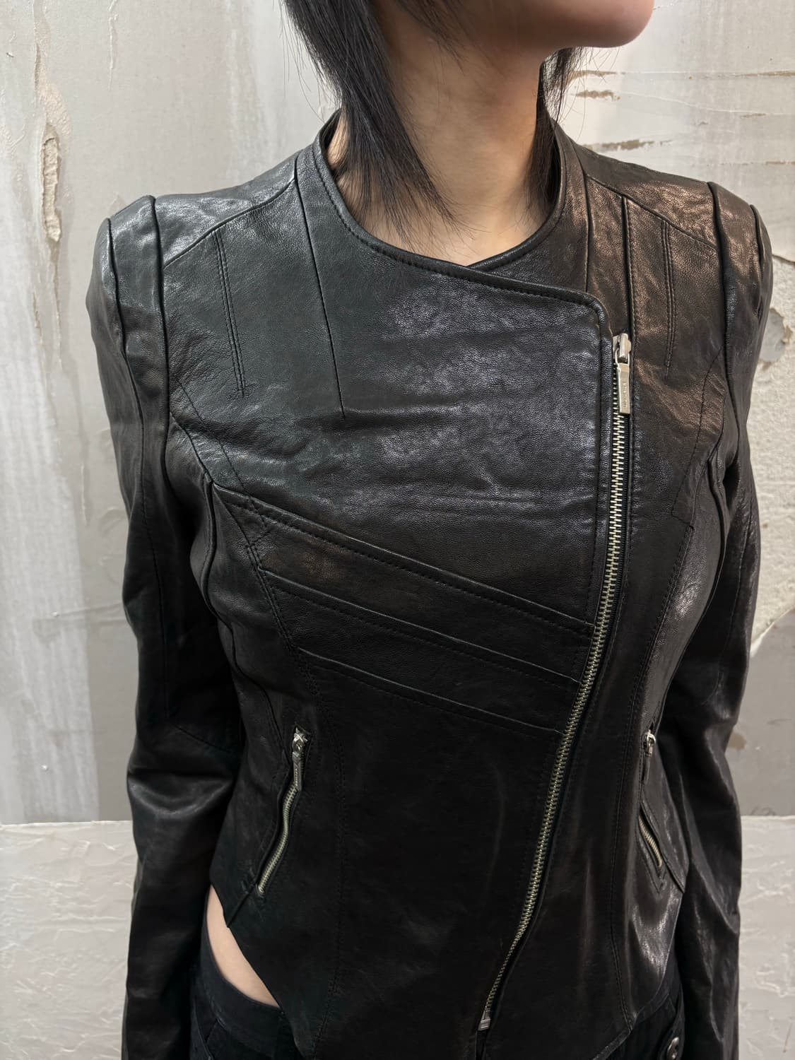 *blue pepe* sheepskin oblique cropped ja 상품이미지3