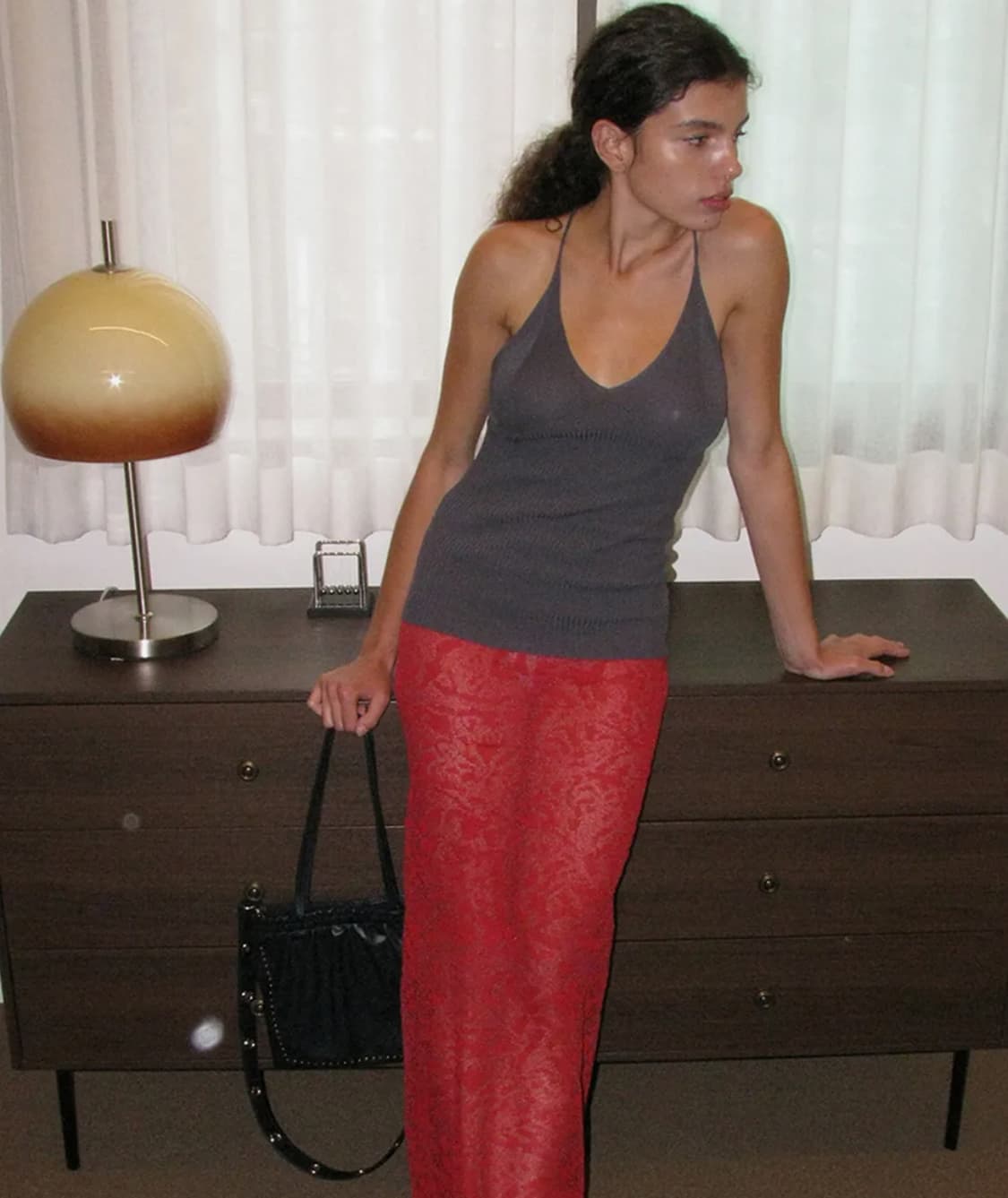 파르티멘토 멀티웨어 타이넥 슬리브리스 탑 차콜 상품이미지4