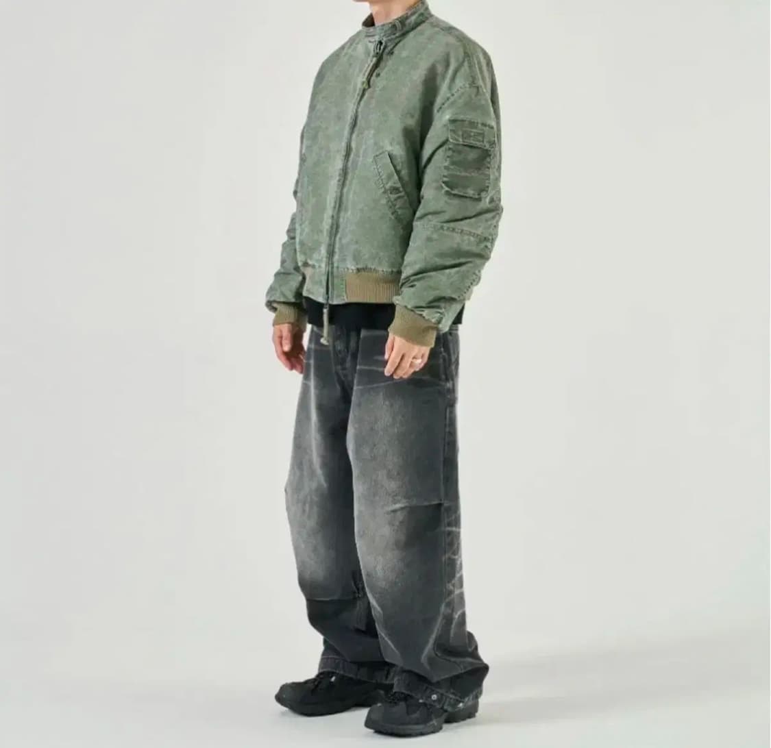 [Etce] 워시드 배기 팬츠 그레이L 상품이미지5