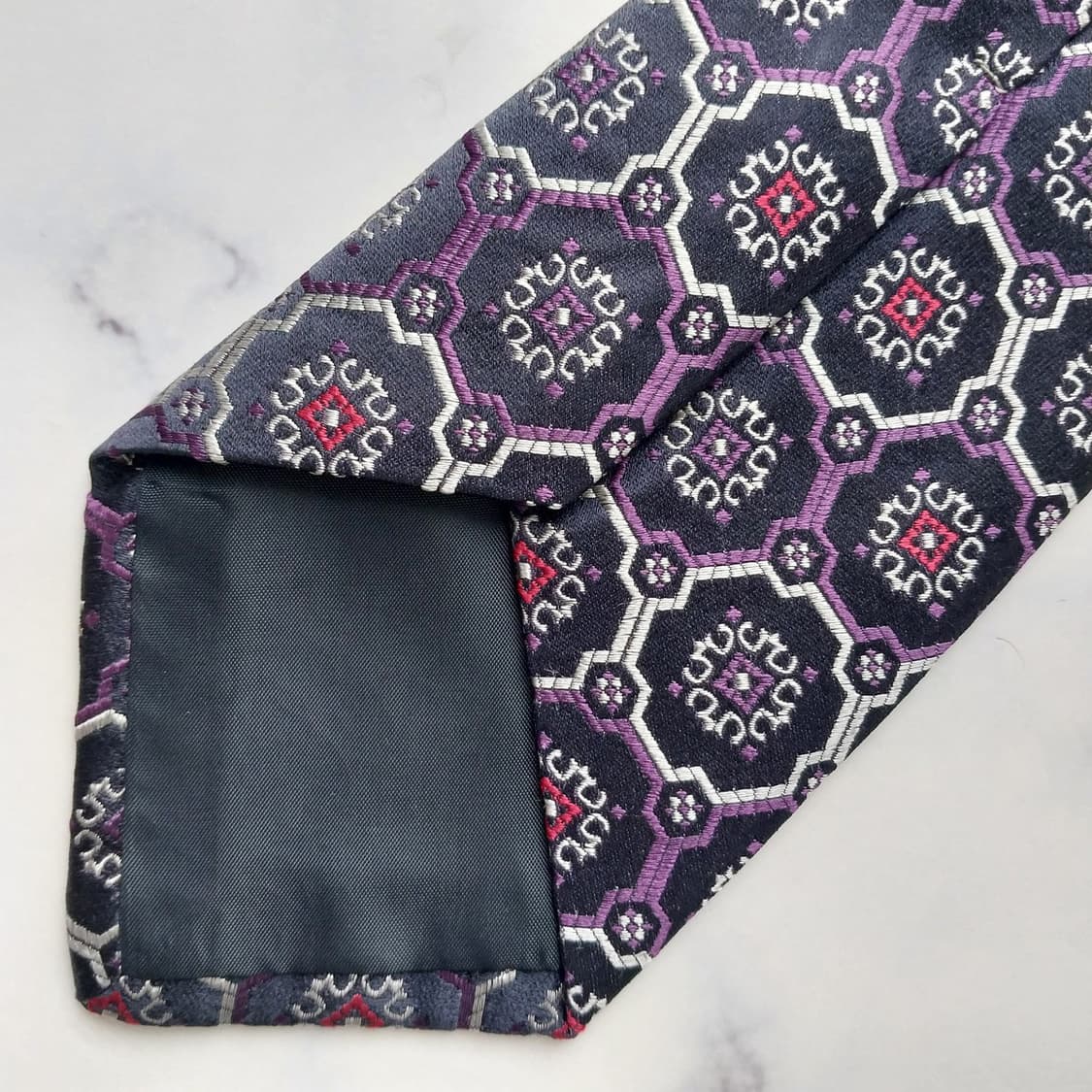 알테아 실크 네이비 퍼플 패턴 넥타이 9.1cm A+등급 K2459 상품이미지7