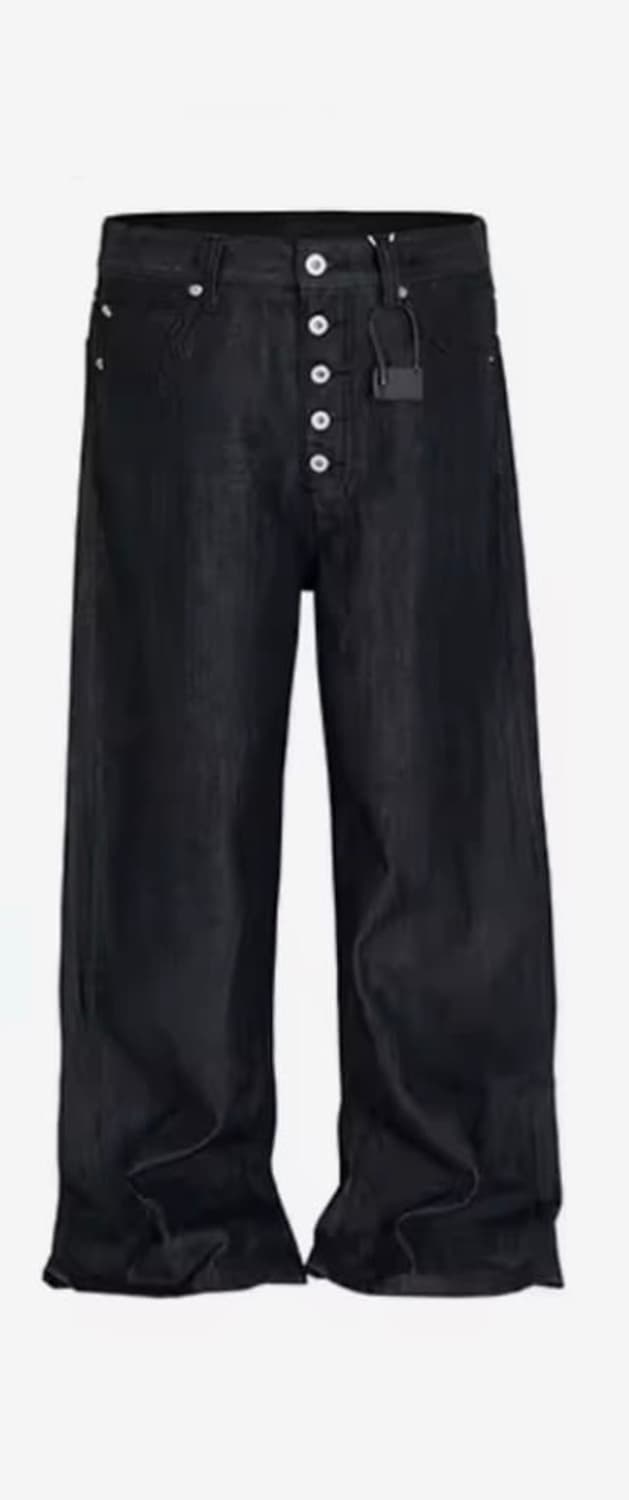 버튼플라이 와이드 생지 데님팬츠 블랙 상품이미지3