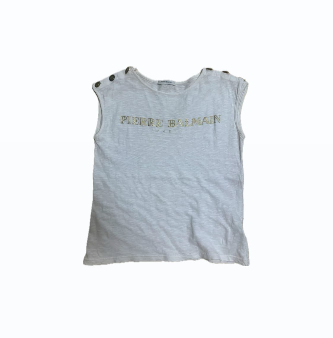 발망 Balmain 숄더 버튼 로고 프린트 민소매 나시 탑 상품이미지1