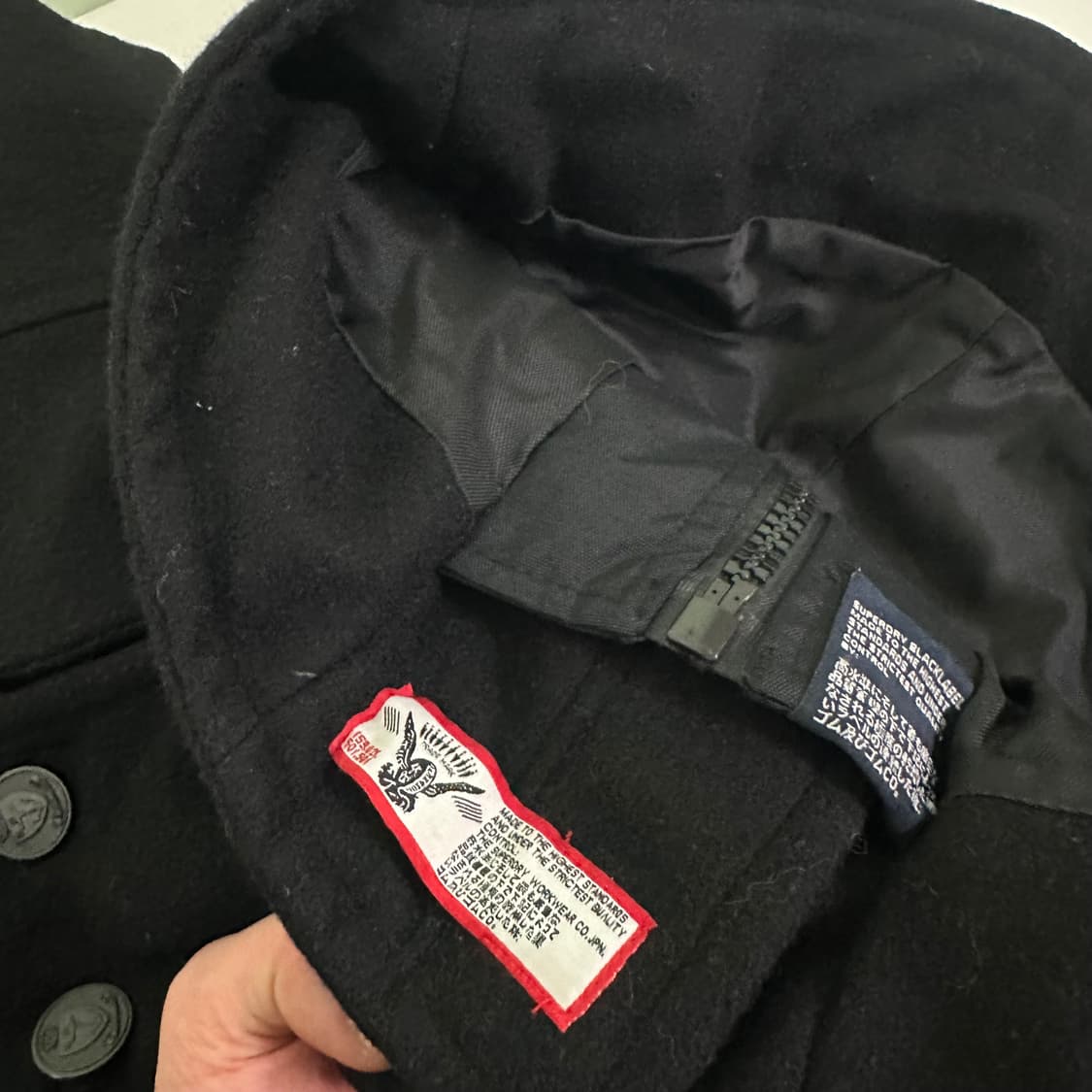 우먼XS 슈퍼드라이 기본로고 블랙 울 피코트자켓 상품이미지5