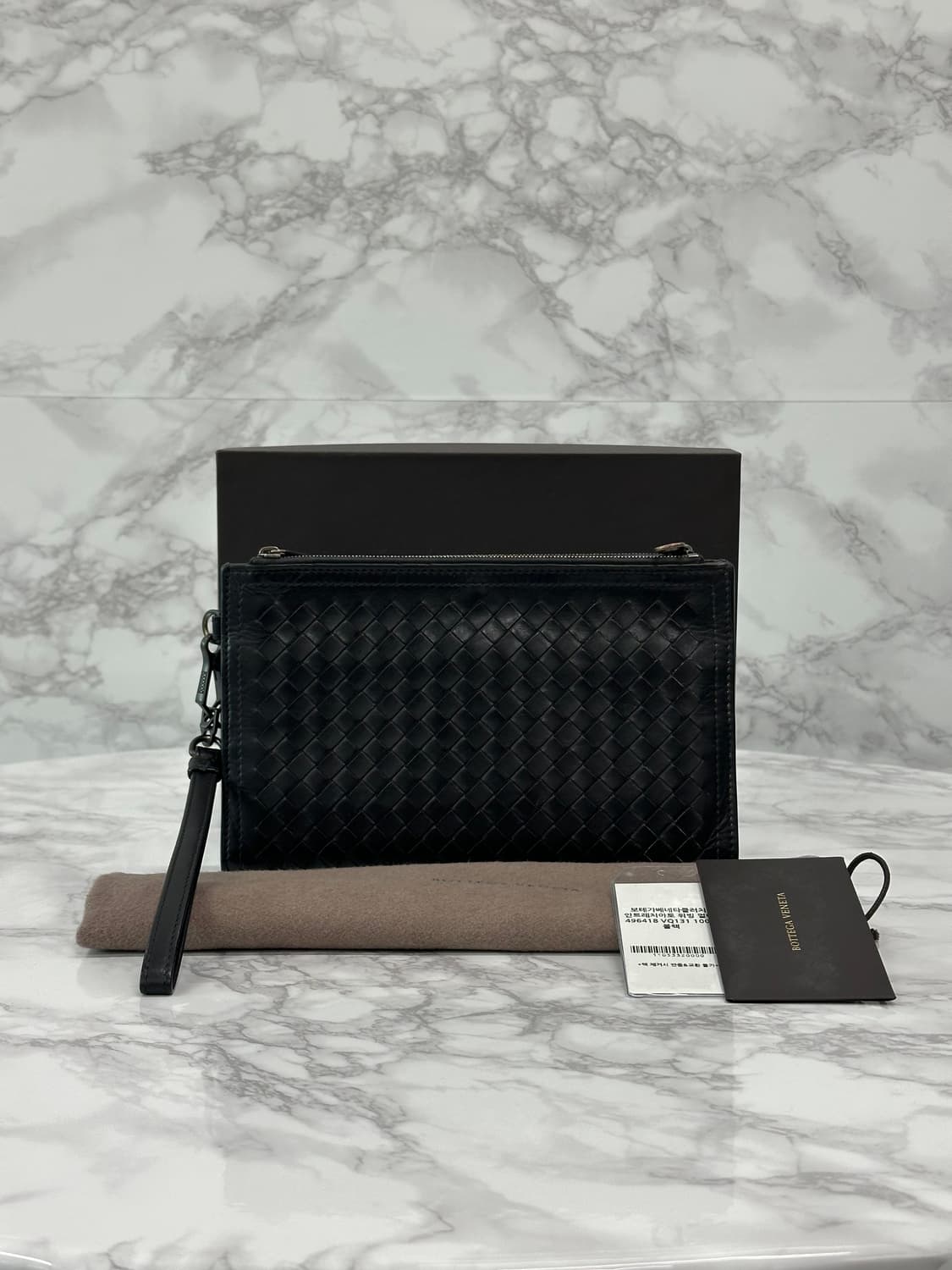 [풀구성] 보네가베네타 인트레치아토 클러치 블랙 미니 상품이미지1