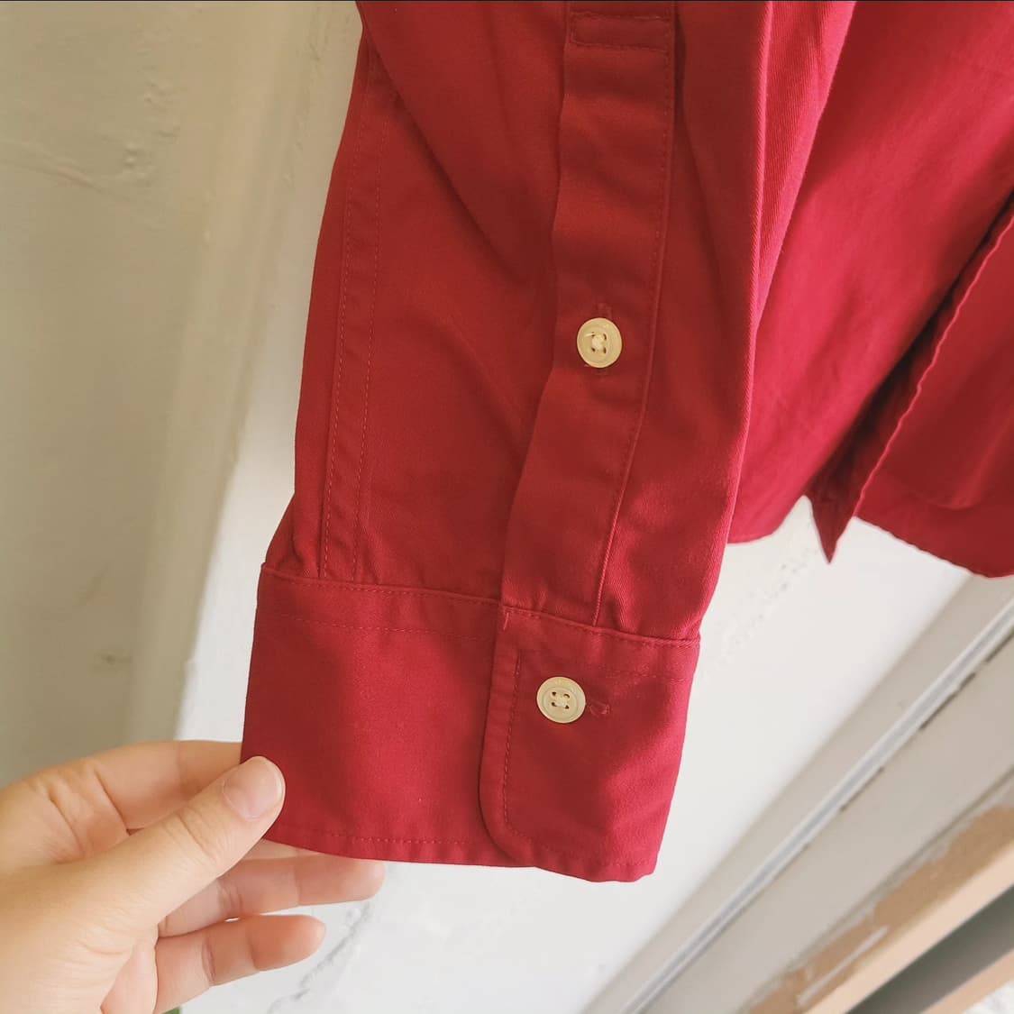 유니클로 레드 코튼 셔츠 상품이미지4