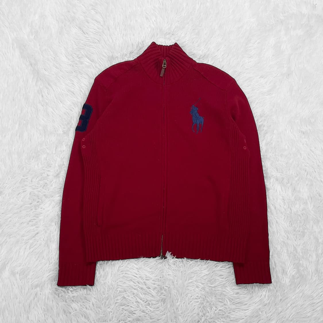 폴로 랄프로렌 빅 포니 니트 집업 레드 상품이미지2