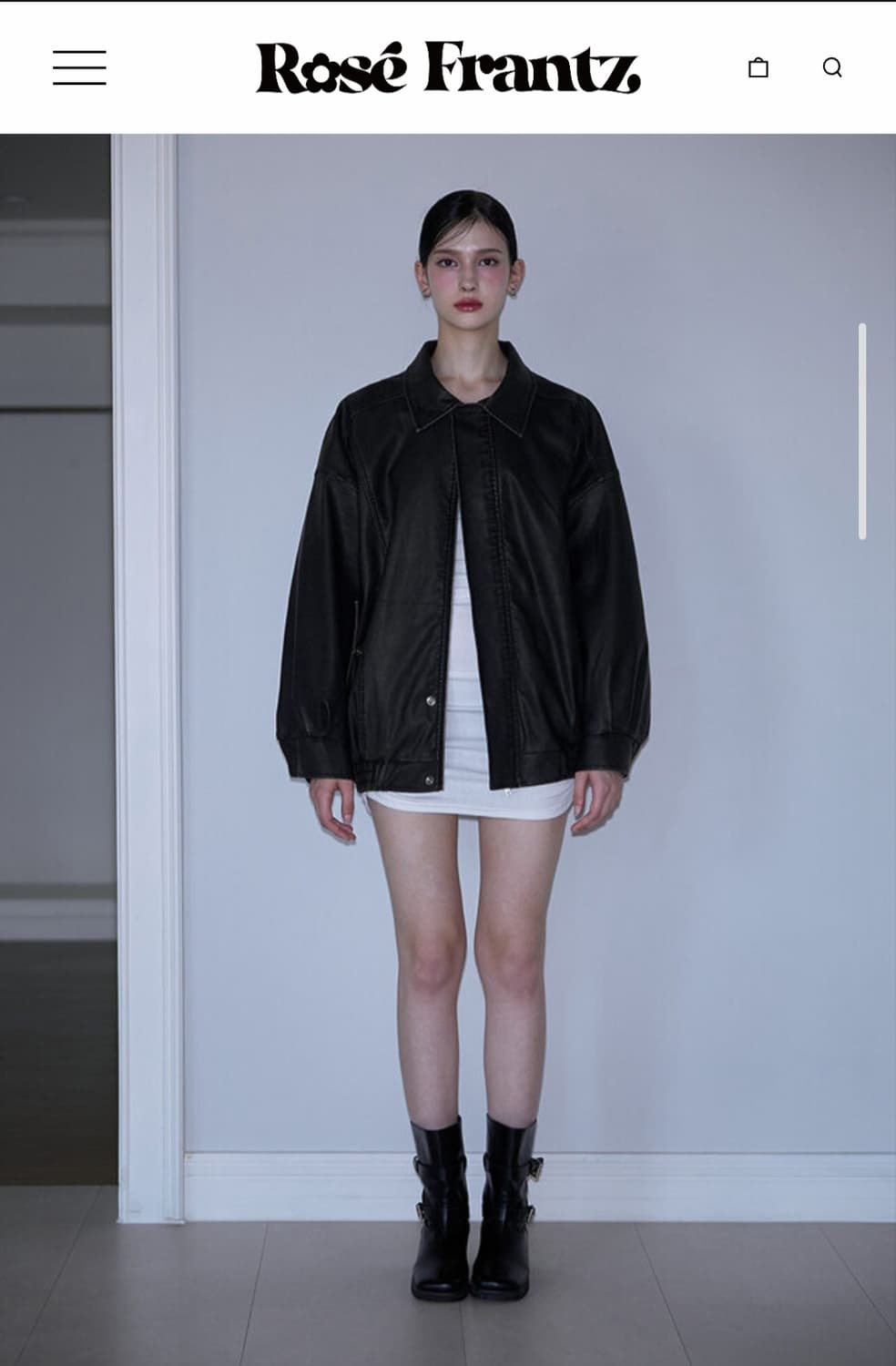 로제프란츠 빈티지 워싱 레더 점퍼 블랙 상품이미지2