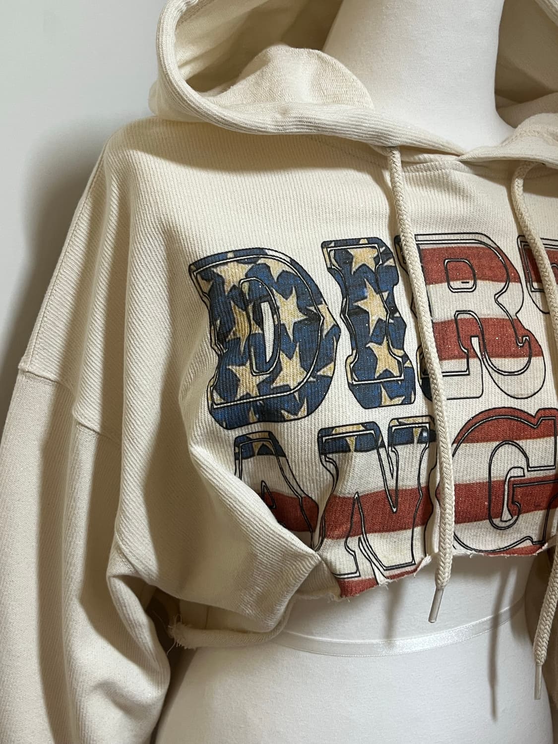 스컬프터 글리터 크롭 후드 Glitter Flag Crop Hoodie 상품이미지2