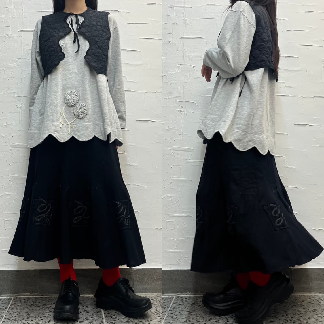 Ribbon quilted vest 상품이미지2