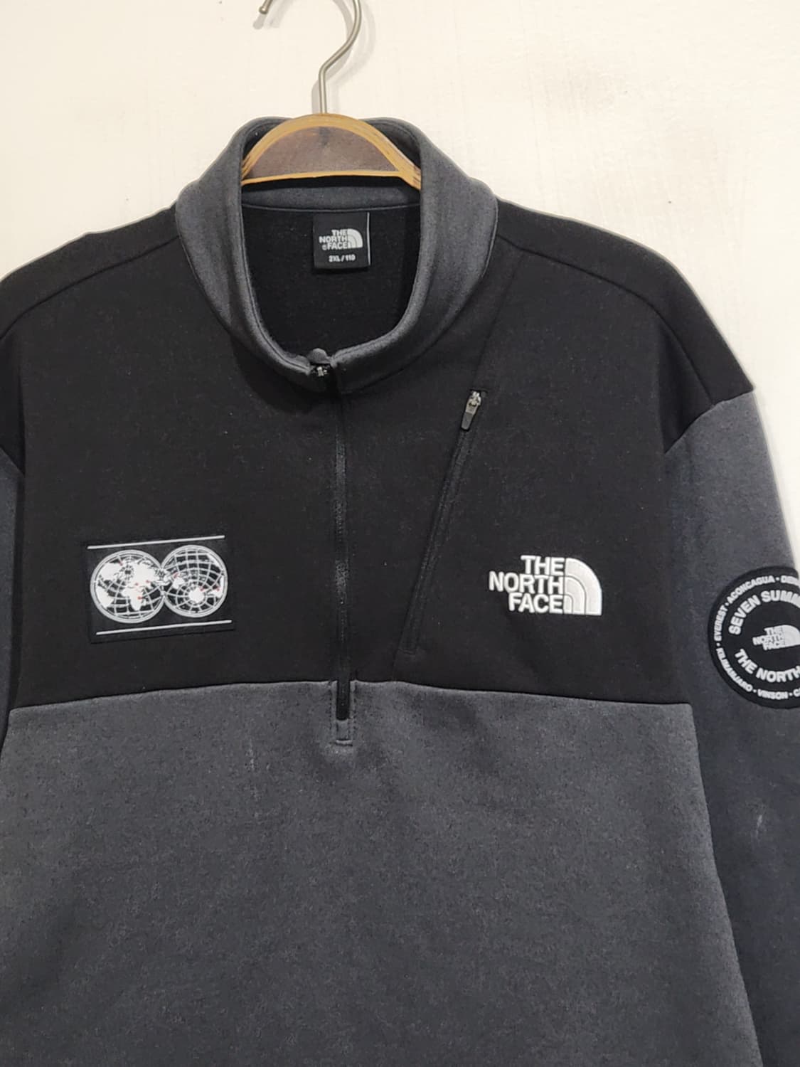 (XL) 노스페이스 반집업 티셔츠 스판 기모 등산복 긴팔티  상품이미지2