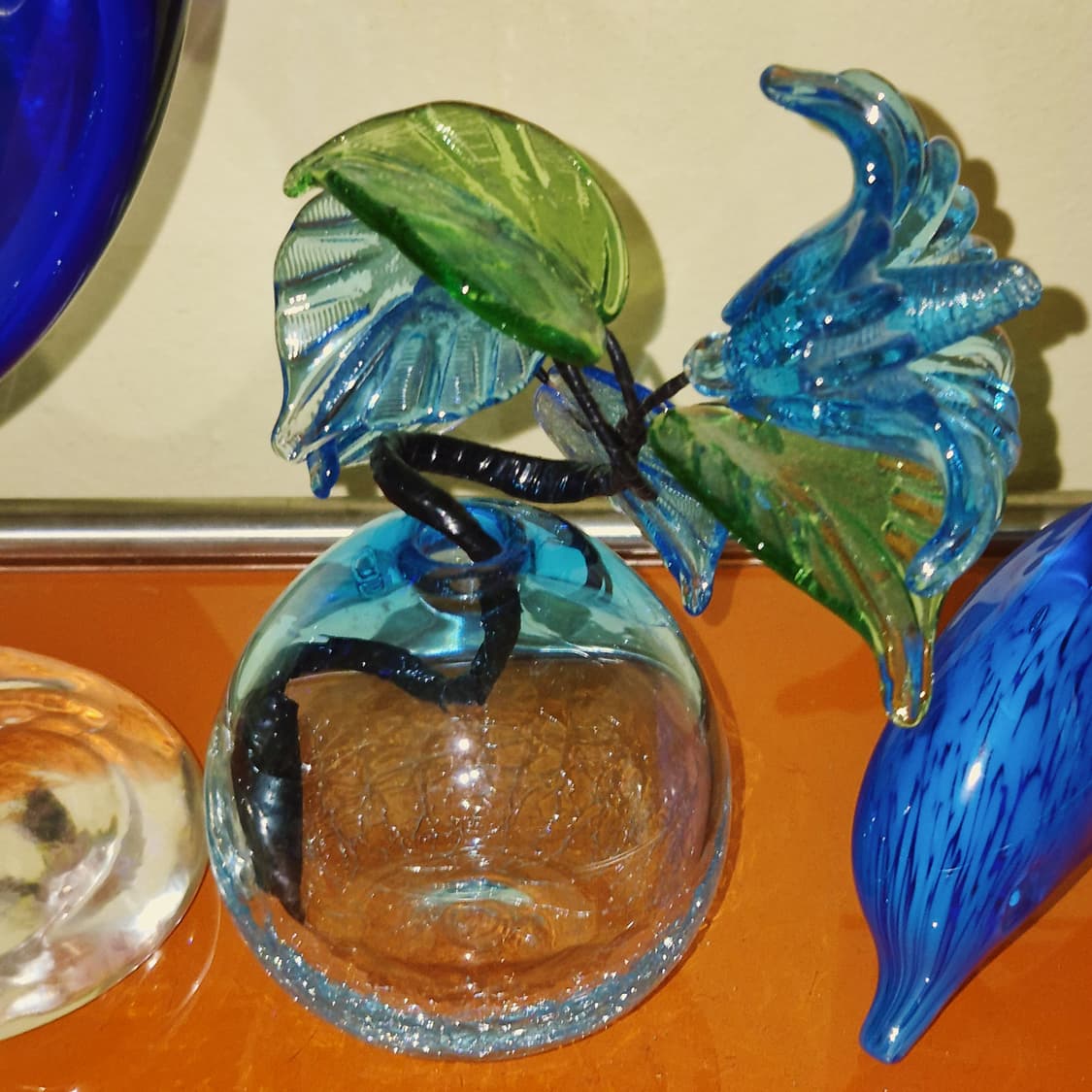 80s 류큐 핸드블로운 크랙 꽃병&송이 세트 상품이미지8