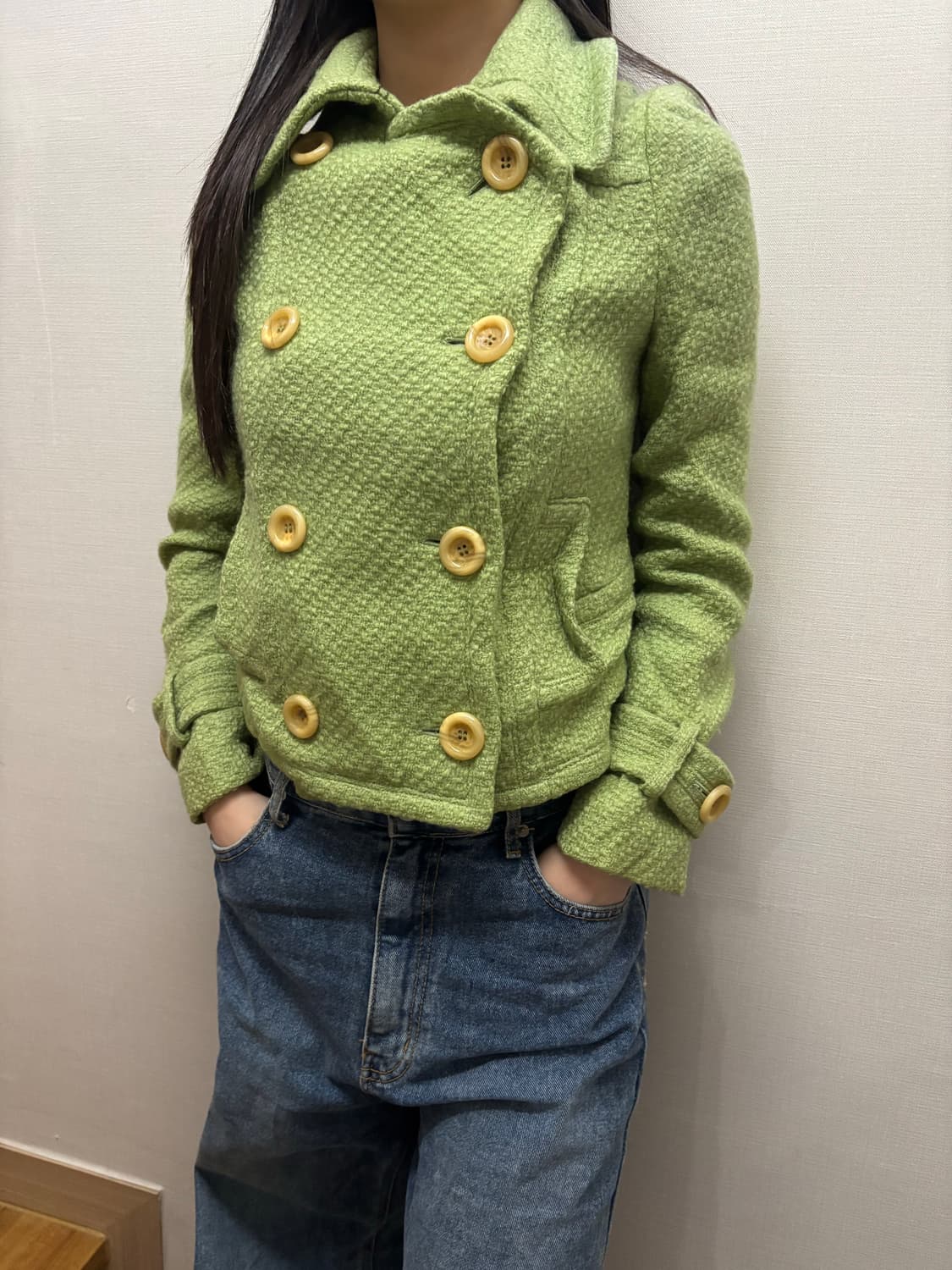 빈티지 그린 트위드 자켓 상품이미지6