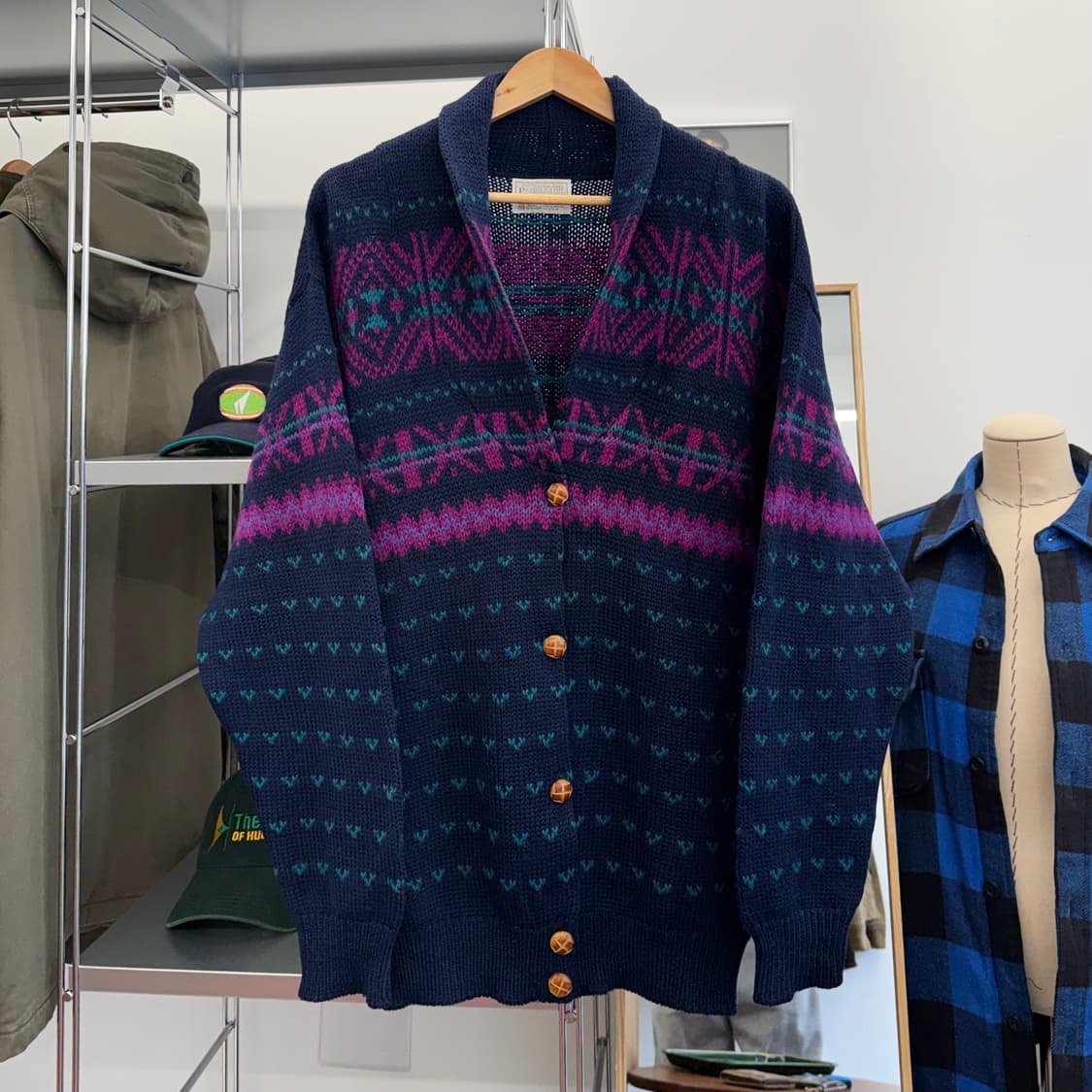 80s 펜들턴 퓨어 버진 울 페어아일 가디건 made in USA (L) 상품이미지1