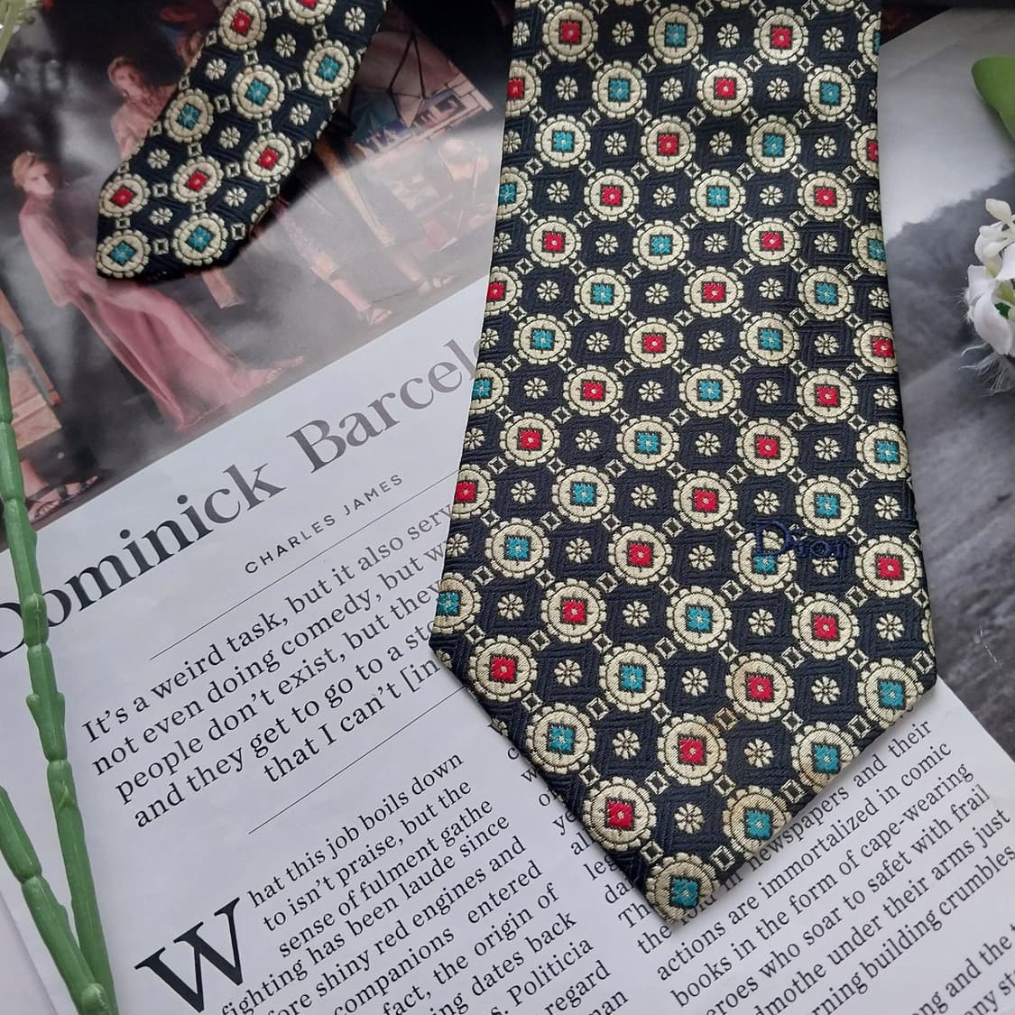 크리스찬 디올 실크 네이비 패턴 넥타이 9.3cm A등급 K1572
 상품이미지4