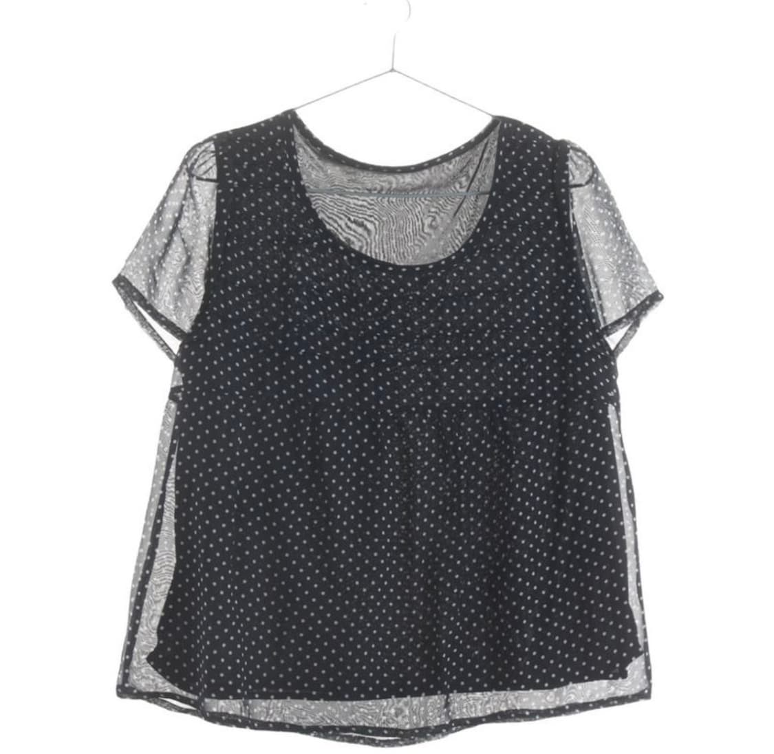 도트 셔링 반팔 블라우스 빈티지 모리걸 일본 상품이미지1