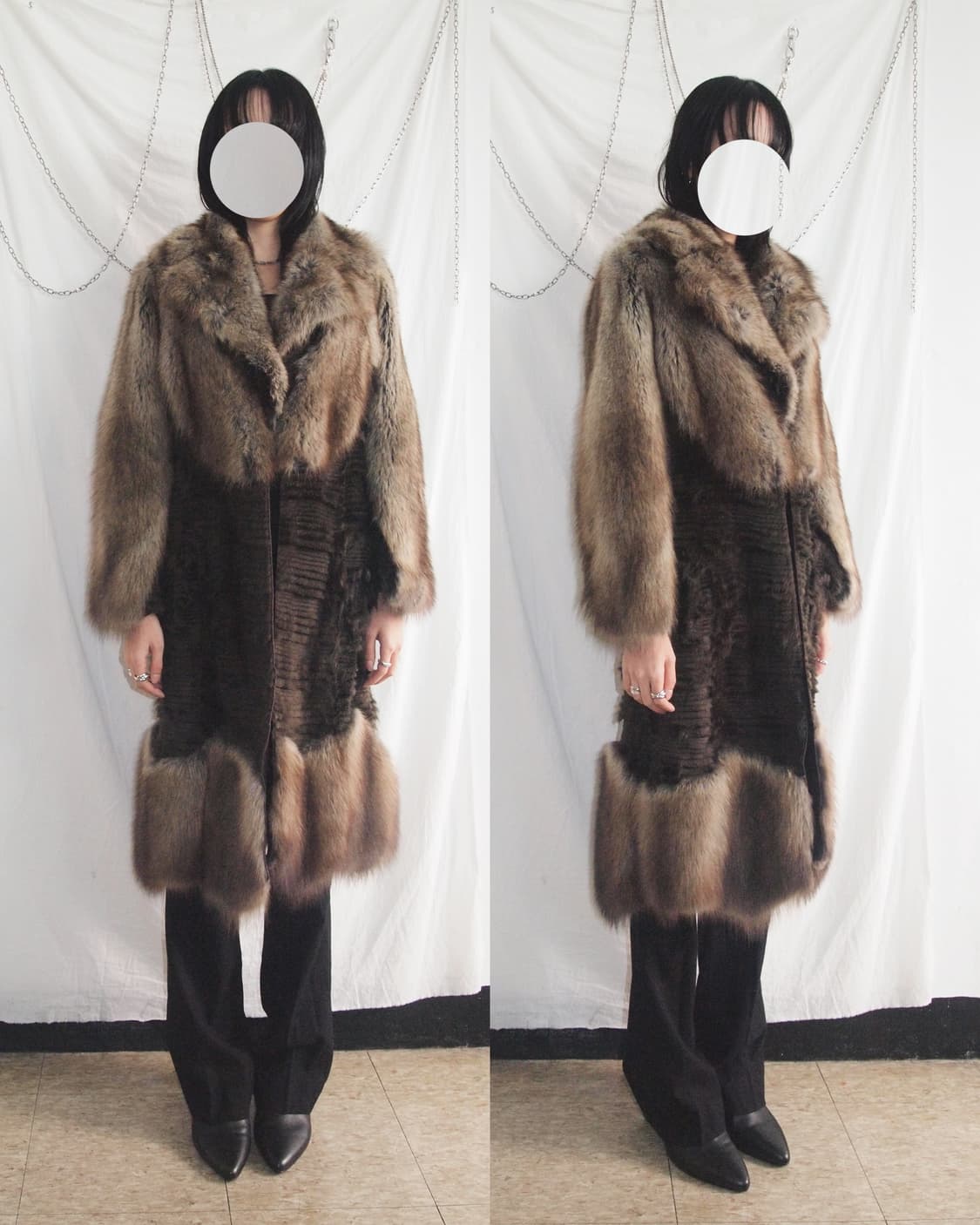 rare* 디올 존갈리아노 아트피스 패치워크 피셔 퍼 오버코트 상품이미지2