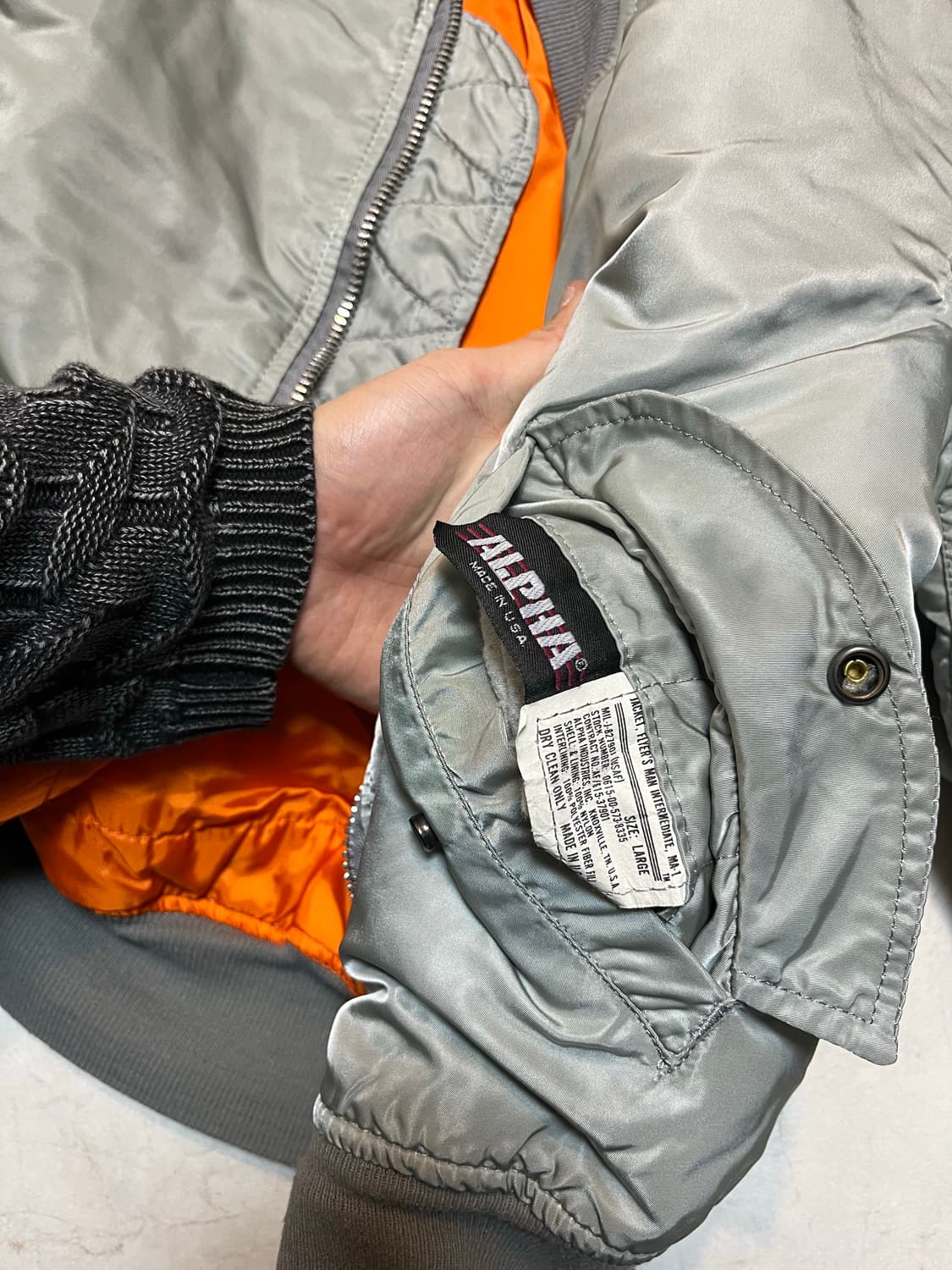 80's 알파 인더스트리 리버시블 ma-1 봄버 L 상품이미지5