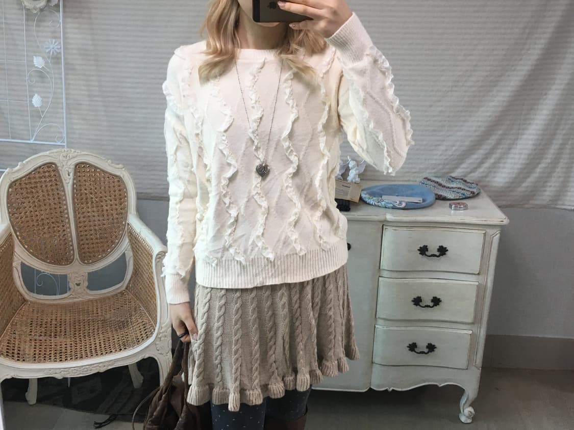 jpn vintage ivory lace argyle knit 상품이미지1