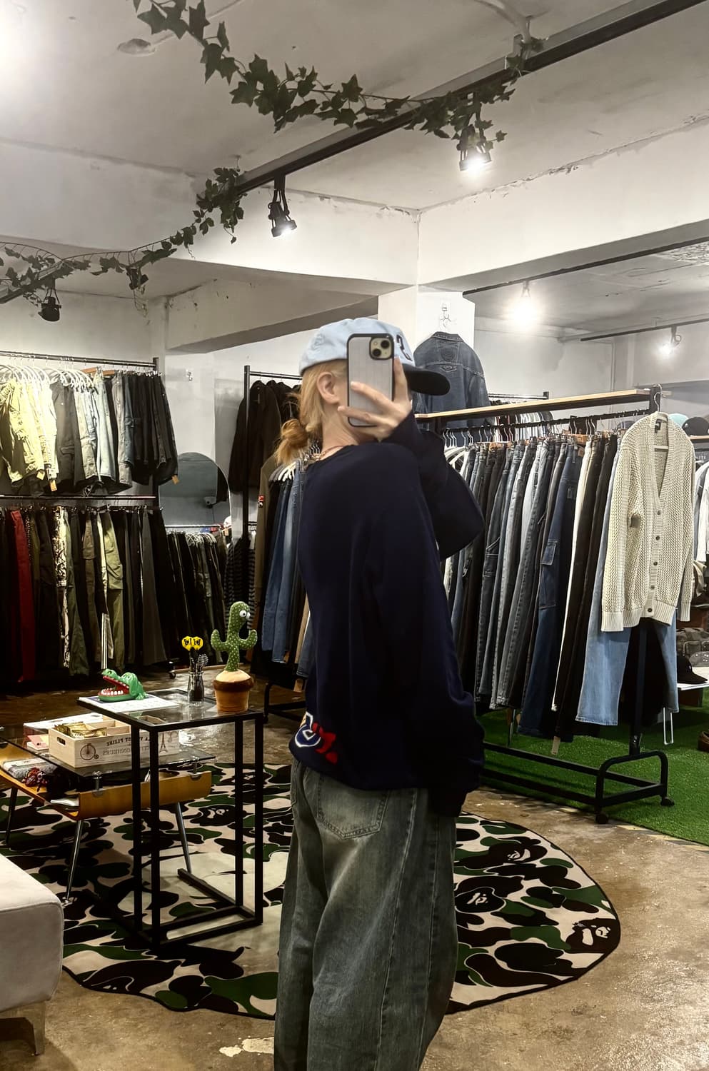 베이프 샤크 (얇은)니트 네이비 상품이미지6