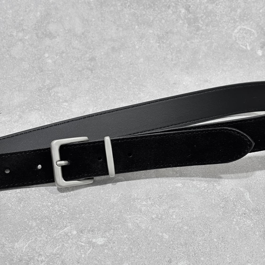 Oribell 새틴 실버 버클 이탈리아 스웨이드 소가죽 베이직 벨트 상품이미지1