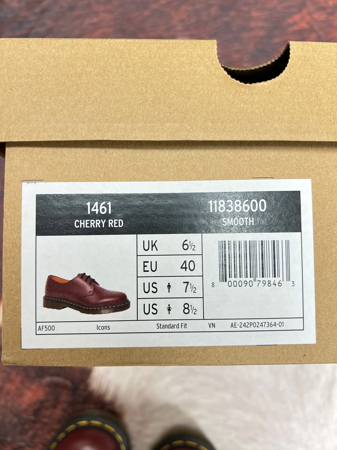 닥터마틴 1461 스무스 체리레드 3홀 로퍼 40 (255mm) 상품이미지7